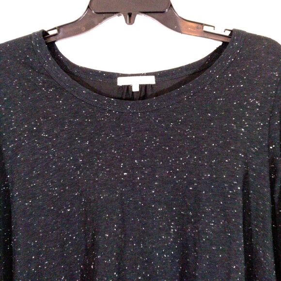 Pleione Womens Small Top Black Pullover Long Sleeve Flowy - Picture 2 of 5